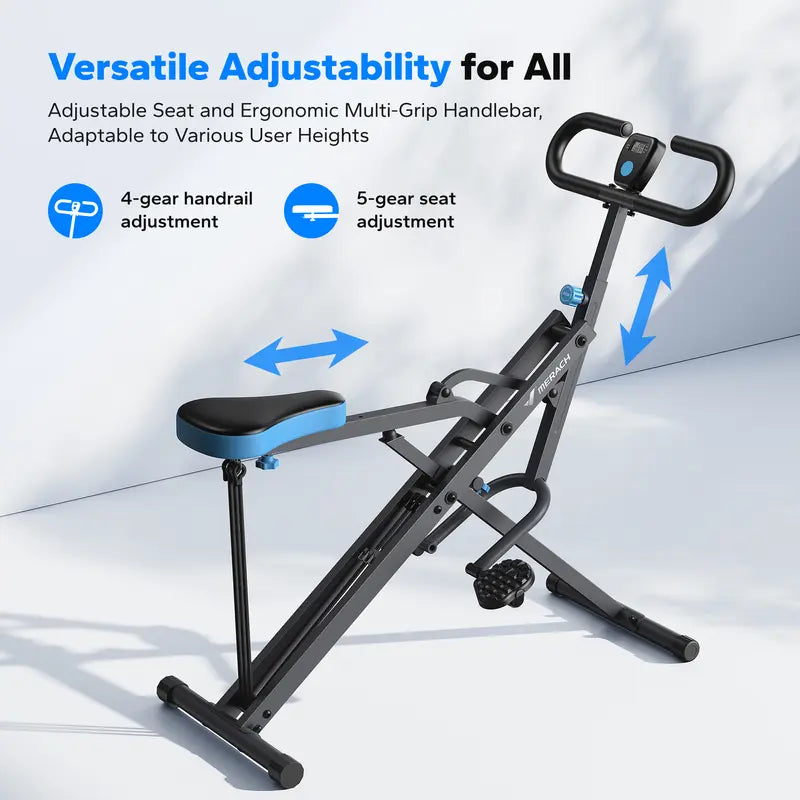 Merach Squat Machine Glutes Workout Adjustable Resistance Foldable Exercise Equipment Leg Exercise Machine with 350lbs Weight Capacity, Rowing Machine