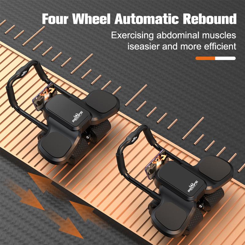 Abdominal Exercise Machine Ab Roller 4-Wheels with Elbow Support Automatic Rebound Abdominal Wheel Abs Workout Equipment for Core Workout Deals for You