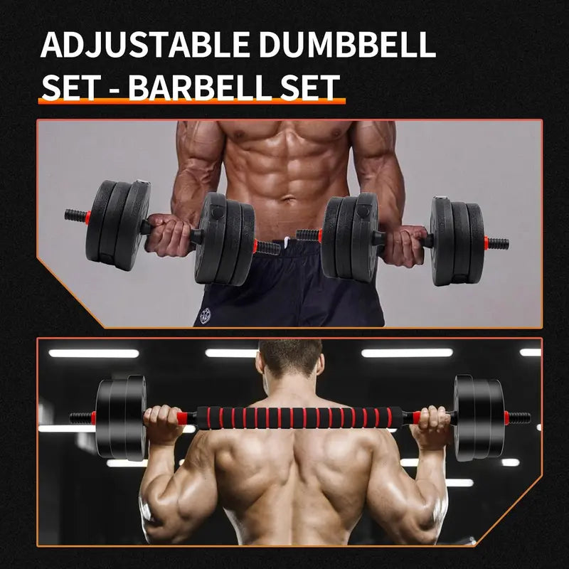 22/44bls Adjustable Dumbbell Set for Home Gym Fitness Weight Plates, 3-in-1 Ergonomic Modes, Heavy Duty Cast for Strength Training Barbell Weight Set Exercise Equipment