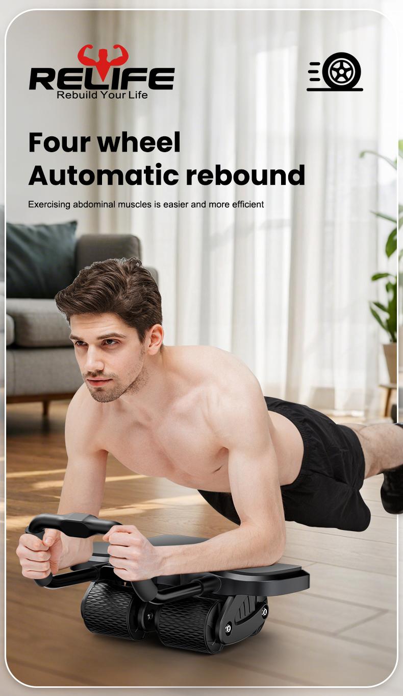 Abdominal Exercise Machine Ab Roller 4-Wheels with Elbow Support Automatic Rebound Abdominal Wheel Abs Workout Equipment for Core Workout Deals for You