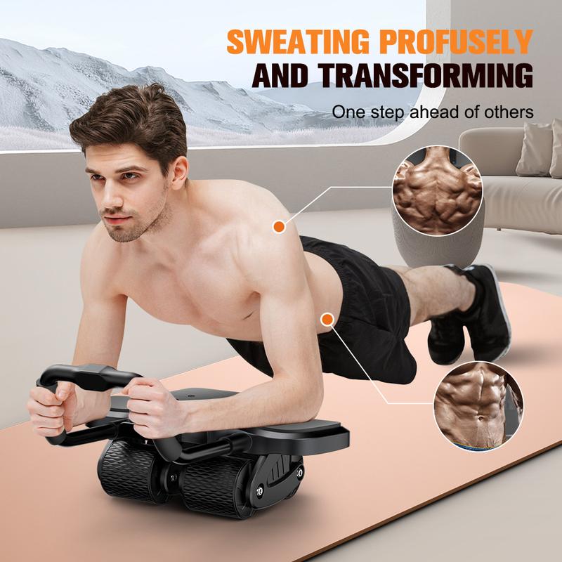 Abdominal Exercise Machine Ab Roller 4-Wheels with Elbow Support Automatic Rebound Abdominal Wheel Abs Workout Equipment for Core Workout Deals for You