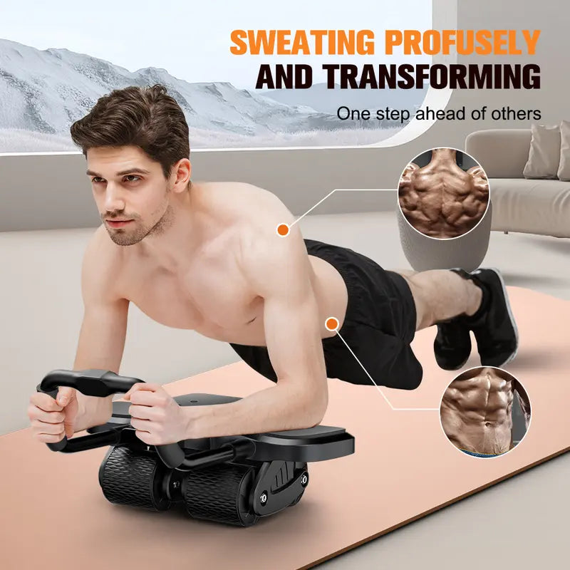 Abdominal Exercise Machine Ab Roller 4-Wheels with Elbow Support Automatic Rebound Abdominal Wheel Abs Workout Equipment for Core Workout Deals for You