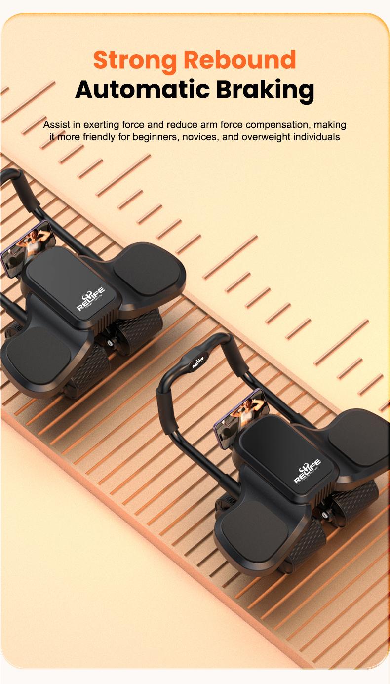 Abdominal Exercise Machine Ab Roller 4-Wheels with Elbow Support Automatic Rebound Abdominal Wheel Abs Workout Equipment for Core Workout Deals for You