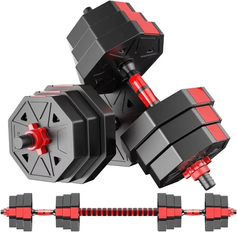 22/44bls Adjustable Dumbbell Set for Home Gym Fitness Weight Plates, 3-in-1 Ergonomic Modes, Heavy Duty Cast for Strength Training Barbell Weight Set Exercise Equipment