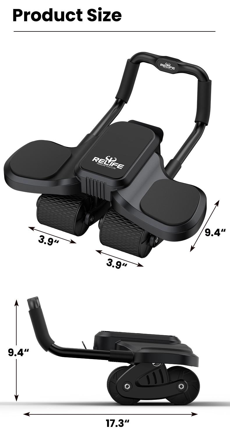 Abdominal Exercise Machine Ab Roller 4-Wheels with Elbow Support Automatic Rebound Abdominal Wheel Abs Workout Equipment for Core Workout Deals for You