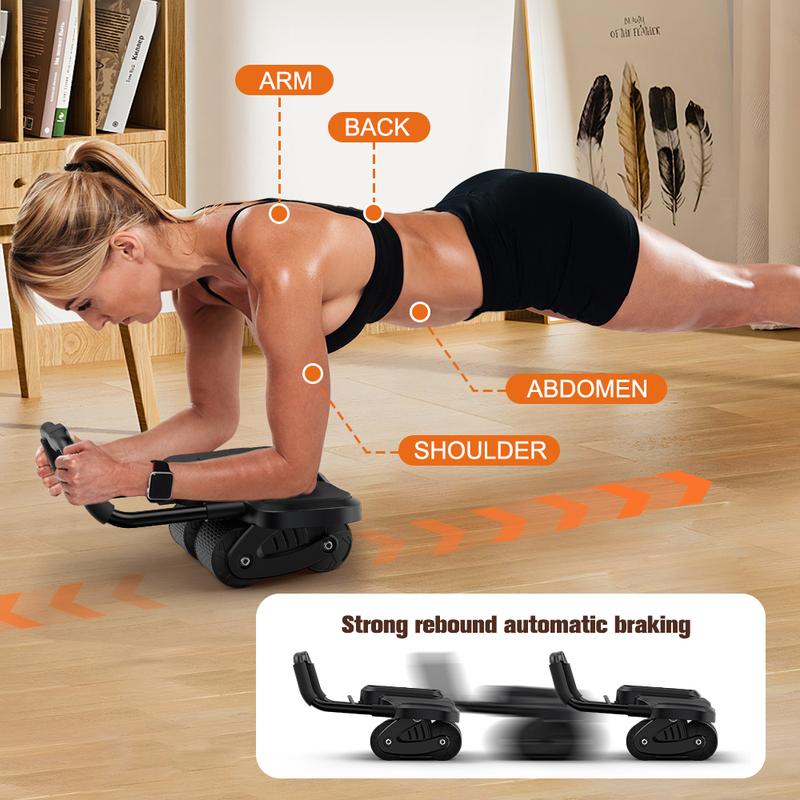 Abdominal Exercise Machine Ab Roller 4-Wheels with Elbow Support Automatic Rebound Abdominal Wheel Abs Workout Equipment for Core Workout Deals for You