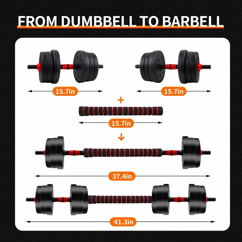 22/44bls Adjustable Dumbbell Set for Home Gym Fitness Weight Plates, 3-in-1 Ergonomic Modes, Heavy Duty Cast for Strength Training Barbell Weight Set Exercise Equipment