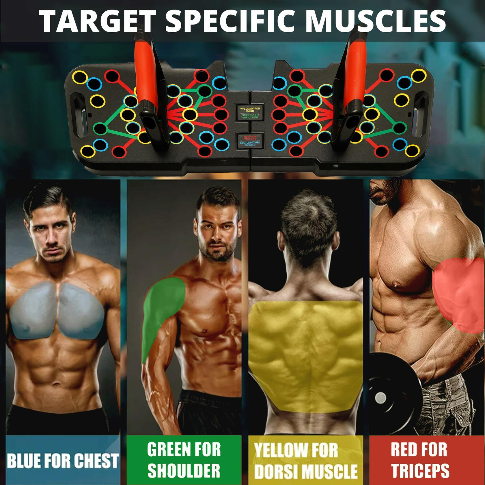 Active Apex Foldable Push-Up Board-Color-Coded Muscle Training System (650 Ib Capacity)