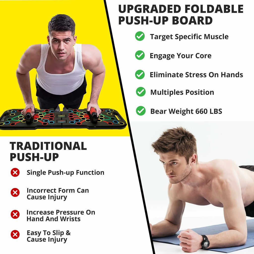 Active Apex Foldable Push-Up Board-Color-Coded Muscle Training System (650 Ib Capacity)